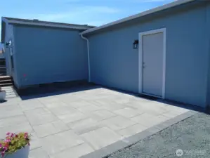 Stone patio in Back yard
