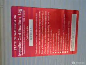 L&I Certification Tag