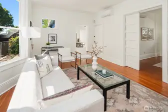 Tall ceilings and original hardwoods on the main floor.