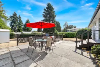 Big patio and yard.