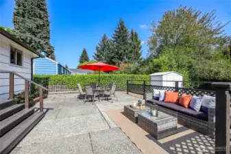 Big patio and yard.
