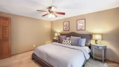 Ample storage awaits with a walk-in closet tucked inside this serene primary suite.