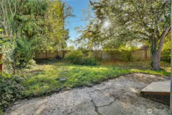 Fully fenced back yard