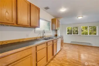 Large kitchen with eating area