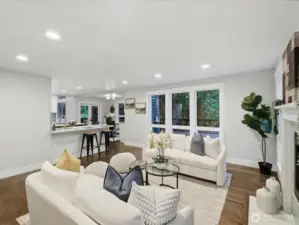 Secondary living room with new custom mantle and gorgeous tile work.
