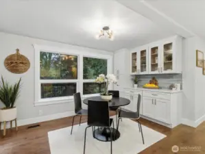 Eating area off kitchen.