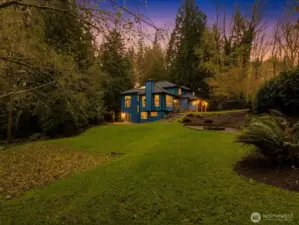 Massive yard, with tons of space, and fire pit