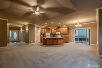 Spacious Great Room with coffered Ceilings