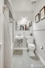 Original tile work in the bathroom.