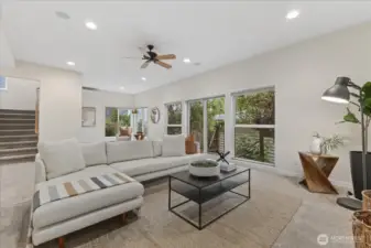 This massive family room can handle the crowds! Movie nights will be extra special with hard-wired ceiling speakers for the perfect surround sound experience!