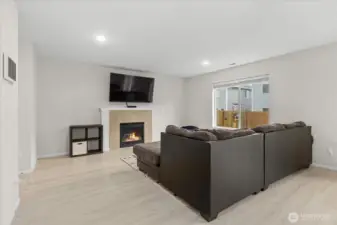 Great room featuring gas fireplace.
