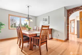 Brick arch leading to kitchen - a favorite feature