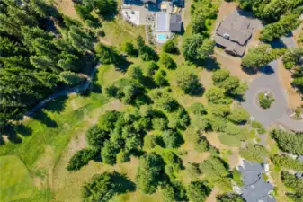 Bird's eye view of the lot. Notice the vacant lot nextdoor owned by neighbor who plans to keep the lot undeveloped.