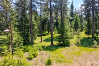 From the cul-de-sac, the driveway would lead South to the homesite.