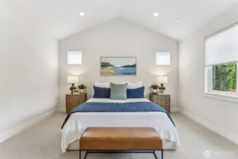 Primary Bdrm - Vaulted Ceiling and prewire for fan or chandelier ready.