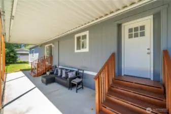 Covered front door entry.