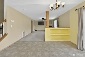 Front door is to the left or stairs