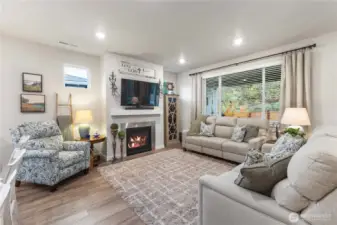 The gas fireplace is the focal point of this comfortable living room keeping you warm in the winter and the heat pump offers cooling in the summer months.