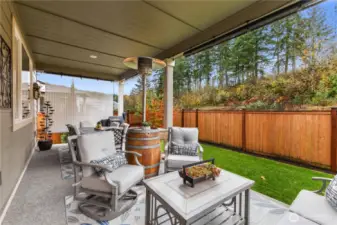 Large covered patio is perfect for relaxation and entertaining.