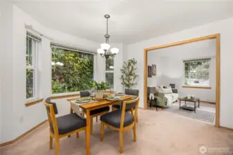 Formal dining area looking into Family room