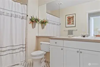 Bathroom is a comfy place to get ready for your day!