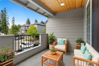 Virtually staged  covered front deck