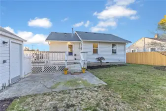 Patio off deck & onto garage.