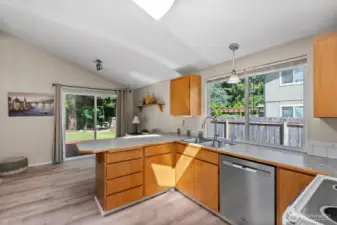 looking into kitchen from dining room doorway