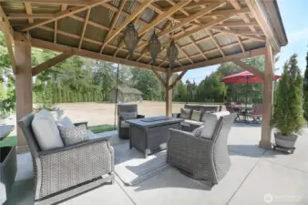 Peaceful evening hangout or venue seating options~