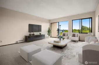The view becomes part of the living space, elevating everyday moments. Virtually Staged Photo.
