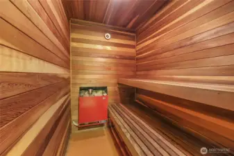 Resident sauna offers a wellness retreat just steps from home.
