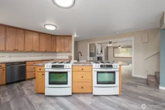 Convenient Kitchen with lots of prep space plus two stove/ranges for the chef
