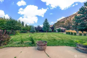 Fruit Trees, Play Area and Covered Storage Area