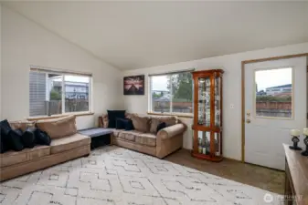 Vaulted ceilings in the family room.