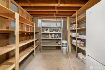 Tucked into the back corner of the basement is this large storage room - I bet I could find alot of ways to make use of all this storage - how about you? :)