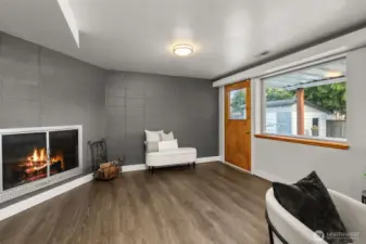 Back to the rec room - the door at the right leads to your back yard paradise.