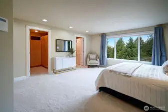 Lavish upstairs primary with treelined and territorial views. Dual walk-in closets and stunning ensuite bath. All new carpet in every bedroom.