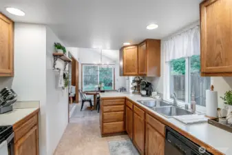 Recessed lighting and daylight from morning to evening