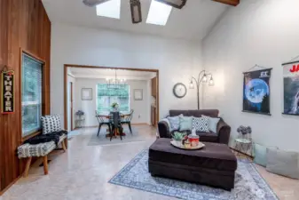Skylights brighten the bonus room amidst the trees