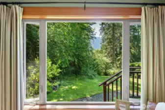 Partial mountain and sunset views from the large picture window
