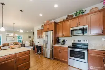 Kitchen with view of office desk