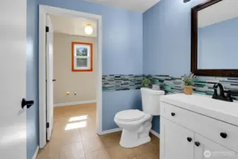 Powder Room & Laundry Room with a Utility Sink
