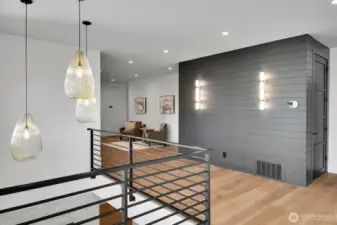 Upper level landing with interesting designer touches