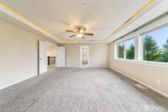 Primary bedroom with double doors