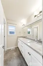 Full bath on 2nd floor, with painted cabinets