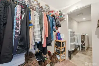 Walk-in closet in the rental unit.