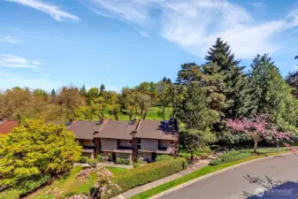 View from the unit overseeing the condo complex and golf course looking east.