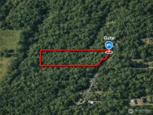 Overhead view with approximate boundaries in red.