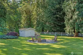 Fire Pit and Large Shed