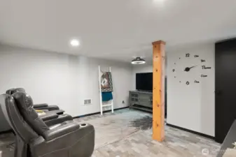Family room in basement